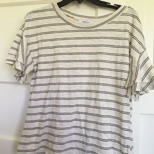 CJLA Zoe Ruffle Tee Ivory + Black